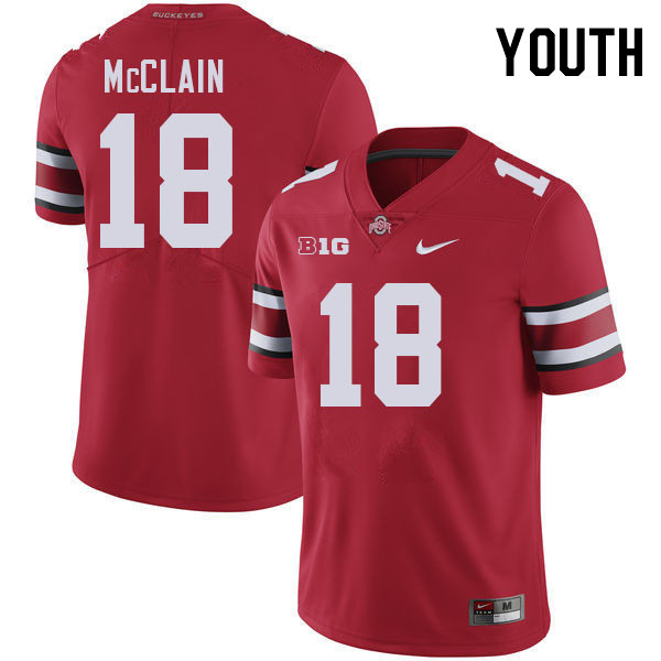 Ohio State Buckeyes Jaylen McClain Youth #18 Authentic Red College Football Jersey 2404SGCY2